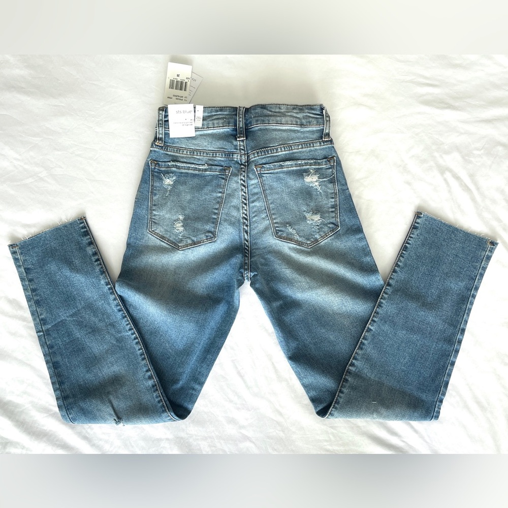 NWT STS Blue Jeans Womens Size 26 Caroline High Rise Raw Edge Denim Straight Leg - Picture 9 of 13